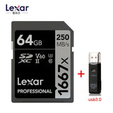 Lexar SD Card 1667X Original 250MB/s  64GB 128GB 256GB SDXC UHS-II U3 Flash Memory Card For 3D 4K Digital Camera