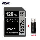 Lexar SD Card 1667X Original 250MB/s  64GB 128GB 256GB SDXC UHS-II U3 Flash Memory Card For 3D 4K Digital Camera