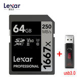 Lexar SD Card 1667X Original 250MB/s  64GB 128GB 256GB SDXC UHS-II U3 Flash Memory Card For 3D 4K Digital Camera