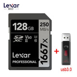 Lexar SD Card 1667X Original 250MB/s  64GB 128GB 256GB SDXC UHS-II U3 Flash Memory Card For 3D 4K Digital Camera