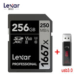 Lexar SD Card 1667X Original 250MB/s  64GB 128GB 256GB SDXC UHS-II U3 Flash Memory Card For 3D 4K Digital Camera