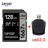 Lexar SD Card 1667X Original 250MB/s  64GB 128GB 256GB SDXC UHS-II U3 Flash Memory Card For 3D 4K Digital Camera