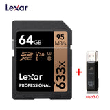 Lexar SD Card 633x Original 95M/s 32GB U1 SDHC 64GB 128GB 256GB 512G U3  SDXC Class 10 Memory Card For 1080p 3D 4K video Camera