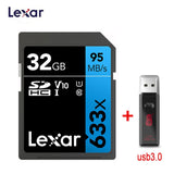 Lexar SD Card 633x Original 95M/s 32GB U1 SDHC 64GB 128GB 256GB 512G U3  SDXC Class 10 Memory Card For 1080p 3D 4K video Camera