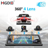 HGDO H100 4 Lens ADAS  Car DVR Camera Video Recorder Mirror 4G 10" Media Rearview Mirror 4 Core Android Dash Cam FHD 1080P GPS